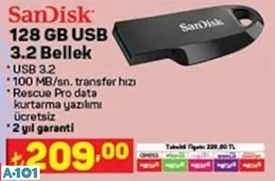 SANDİSK 128 GB USB 3.2 BELLEK SANDİSK 128 GB USB 3.2 BELLEK